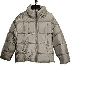 Ci SONO Womens Puffer Jacket Medium Size Silver Very Warm Smooth Zippers